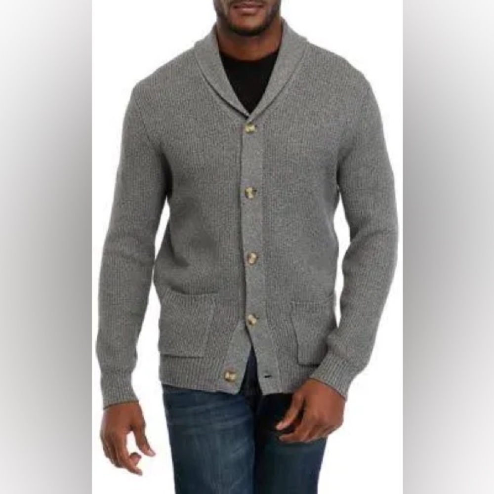 Crown & Ivy Men’s Grey Sweater, Buttons, Collar XXL tall,New With Tags. Photo2-5